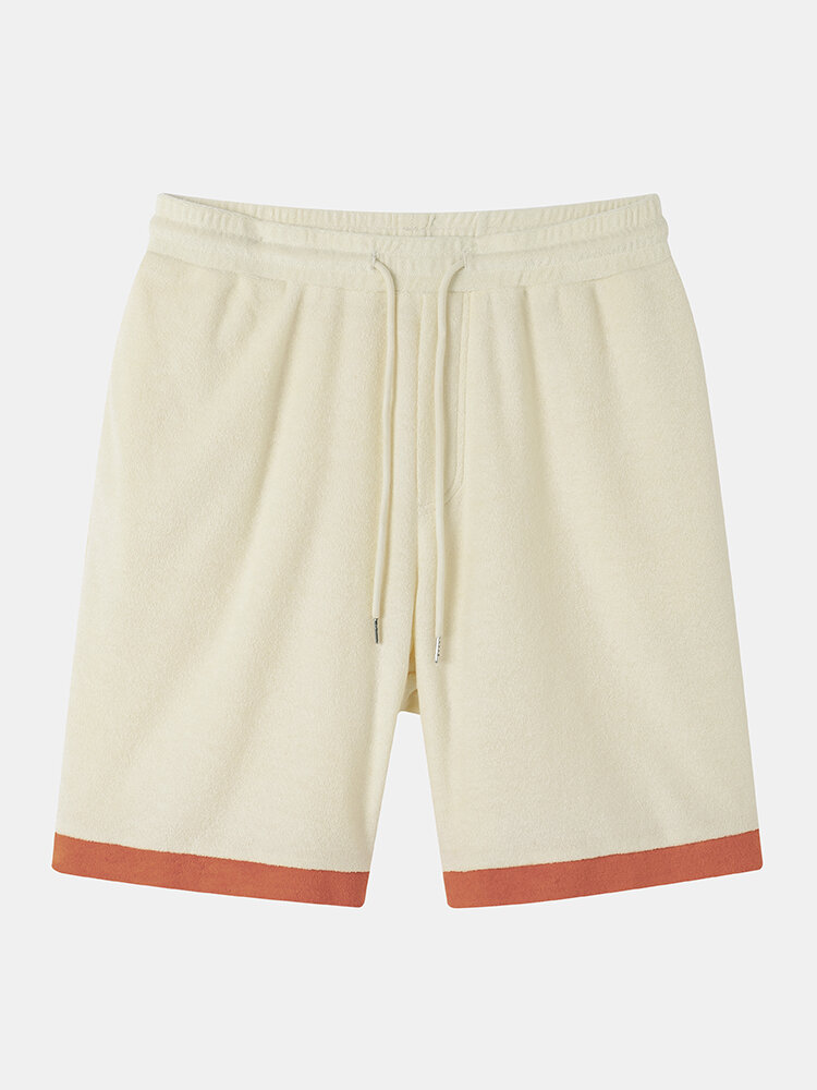 
	Mens Contrast Trims Patchwork Zip Front Towelling Street Two Pieces Outfits