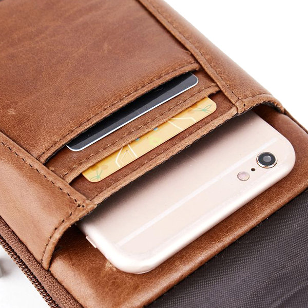 
	Vintage Genuine Leather 6 Inches Outdoor Phone Bag Waist Bag For Men
