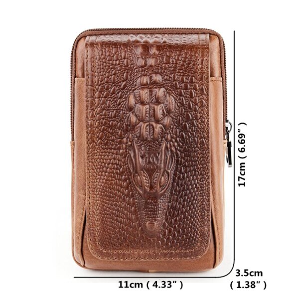 
	Vintage Genuine Leather 6 Inches Outdoor Phone Bag Waist Bag For Men