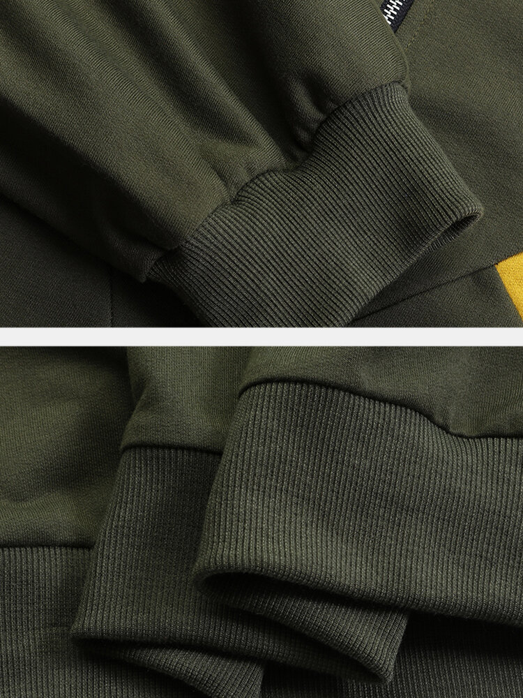 
	Women Contrast Color Patchwork Zip Front Casual Sweatshirt