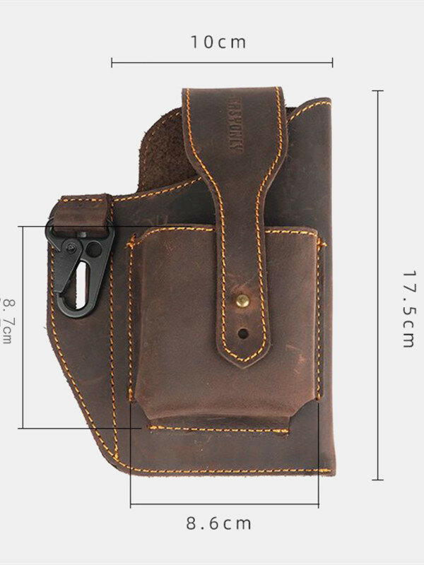 
	Men EDC Genuine Leather Keychain Holder 6.5 Inch Phone Bag Waist Bag Wallet