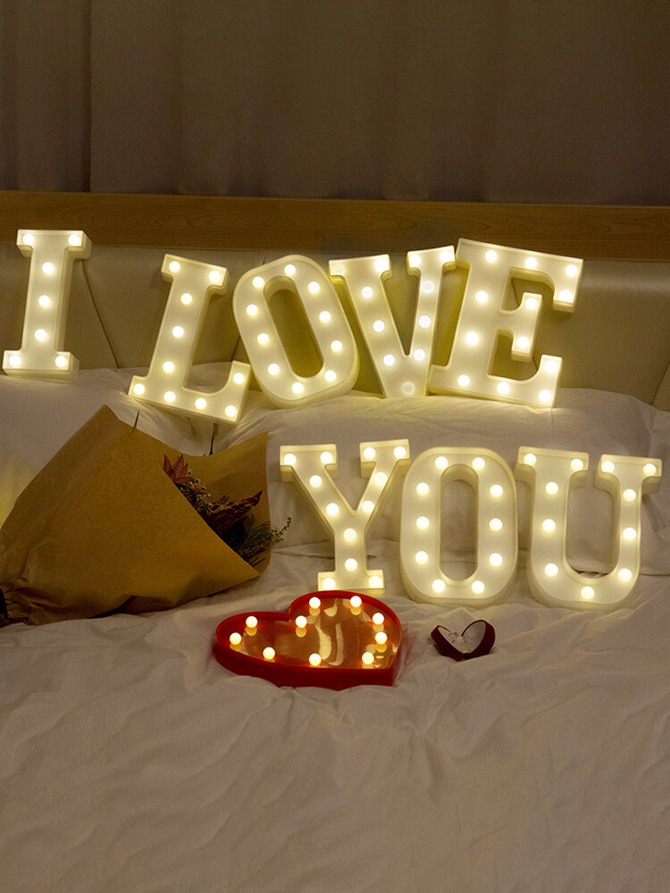
	LED English Letter And Symbol Pattern Night Light Home Room Proposal Decor Creative Modeling Lights For Bedroom Birthday Party