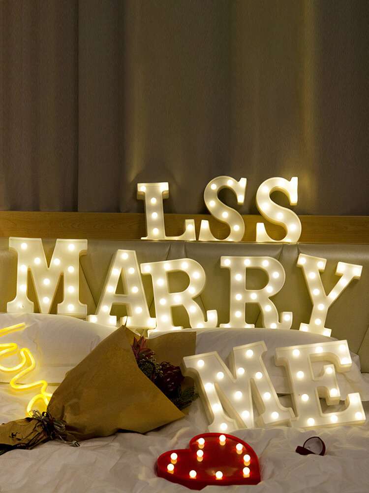 
	LED English Letter And Symbol Pattern Night Light Home Room Proposal Decor Creative Modeling Lights For Bedroom Birthday Party