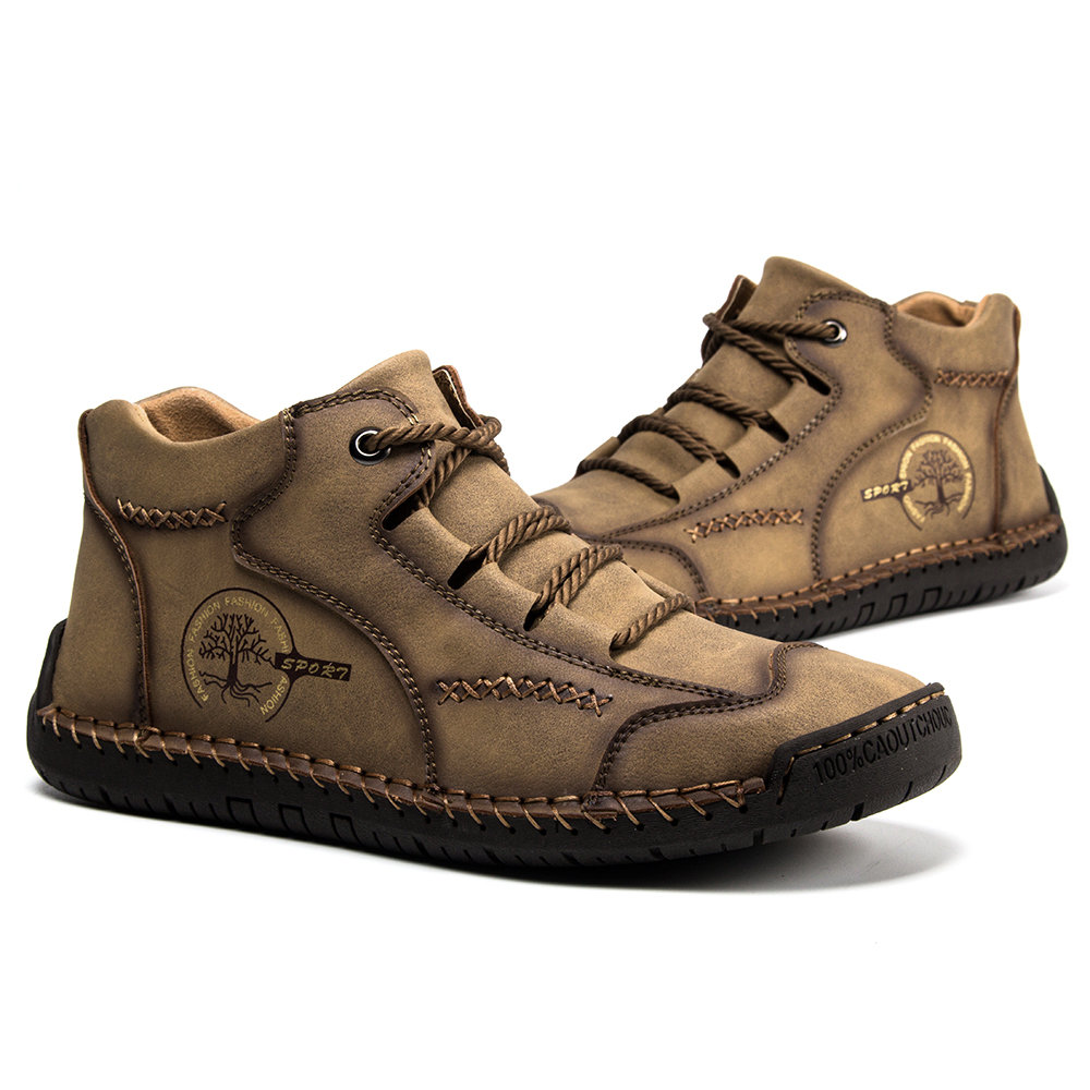 
	Menico Men Vintage Hand Stitching Comfort Soft Leather Boots