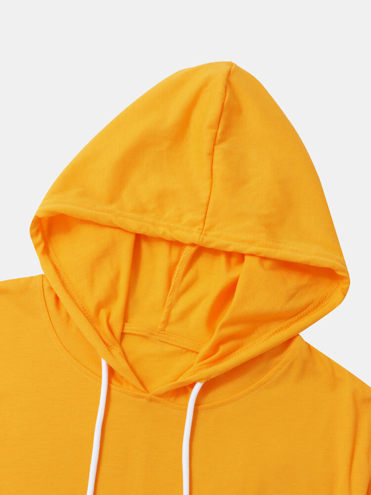 
	Mens Solid Color Basics Short Sleeve Drawstring Hooded T-Shirts