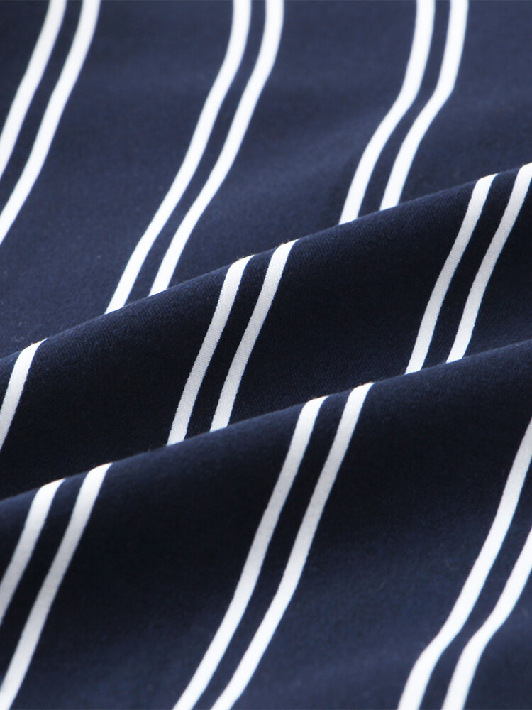 
	Mens Basic Stripes Print Loose Casual Light Short Sleeve Shirts