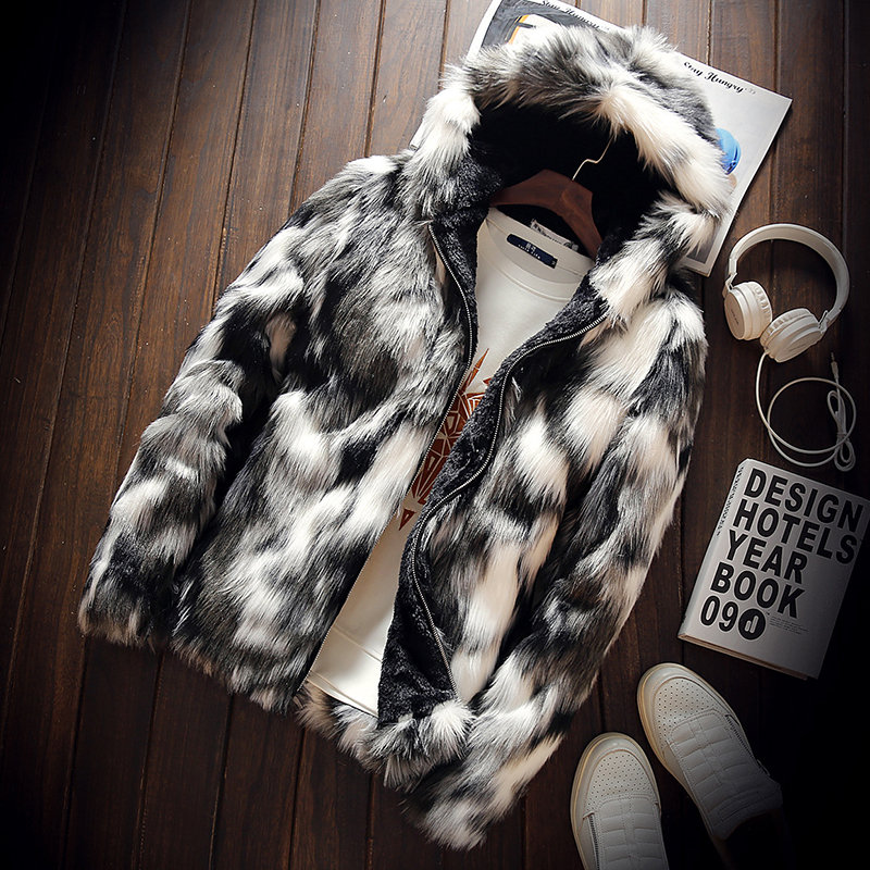 
	Mens Winter Faux Fur Fleece Lined Thickened Warm Hooded Casual Zipper Jacket