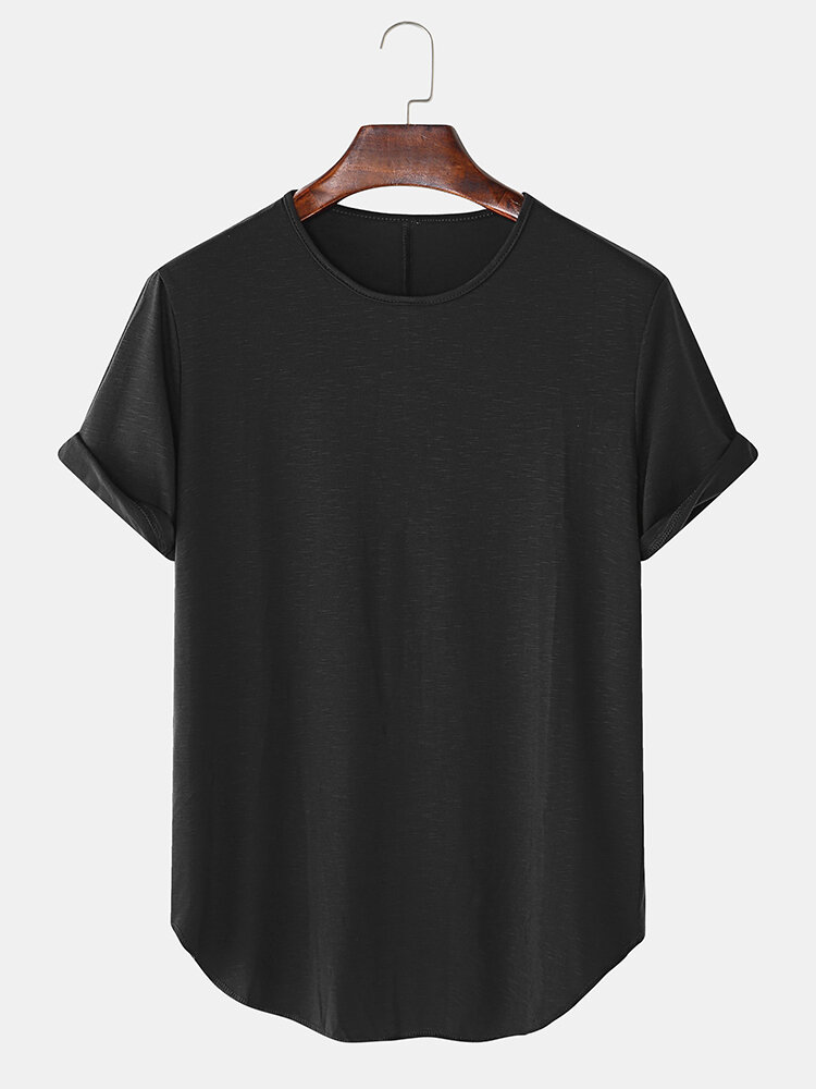 
	Mens Solid Color Breathable & Thin Loose Casual O-Neck T-Shirts
