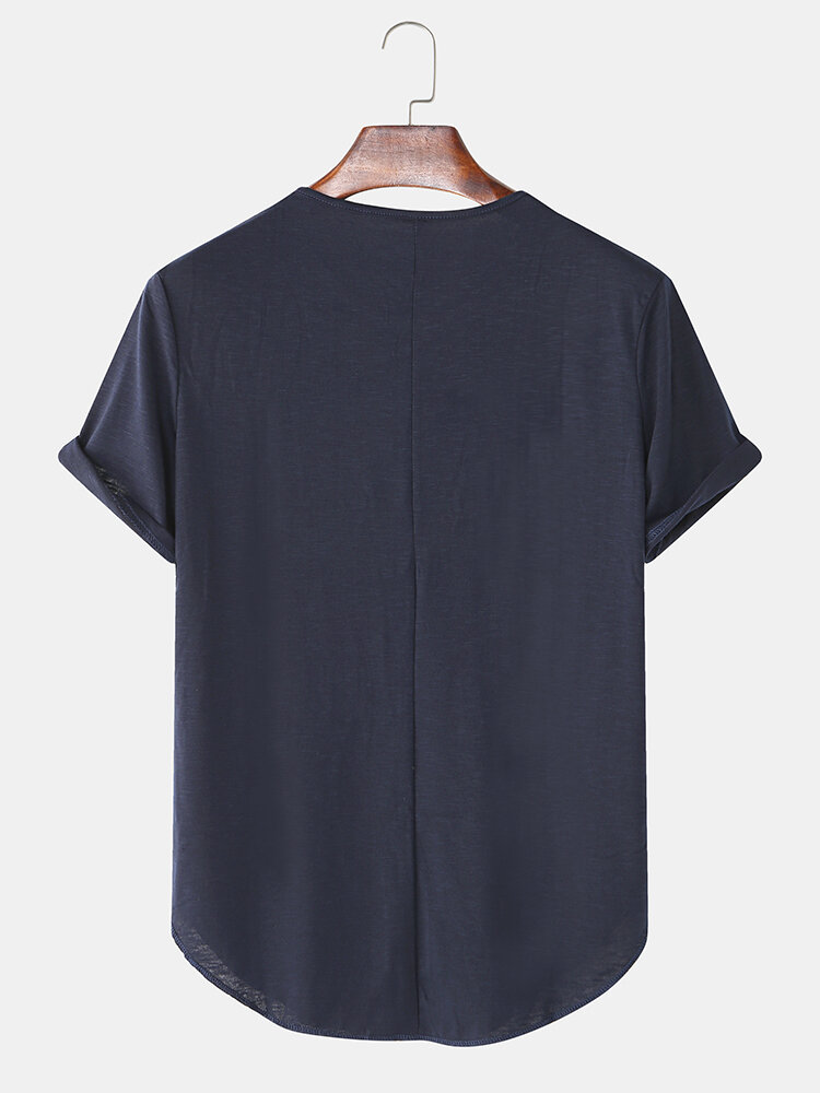 
	Mens Solid Color Breathable & Thin Loose Casual O-Neck T-Shirts