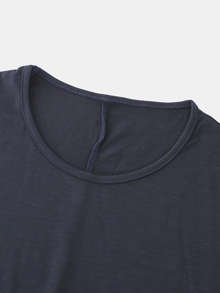 
	Mens Solid Color Breathable & Thin Loose Casual O-Neck T-Shirts