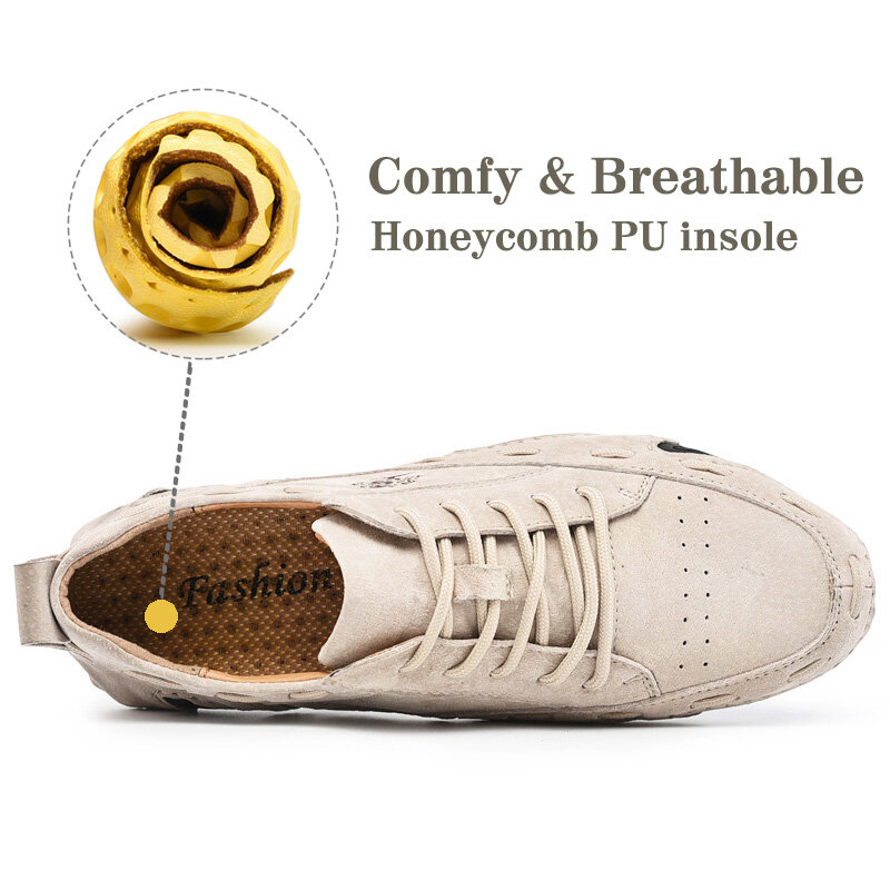 
	Men Leather Breathable Non Slip Soft Sole Casual Driving Shoes