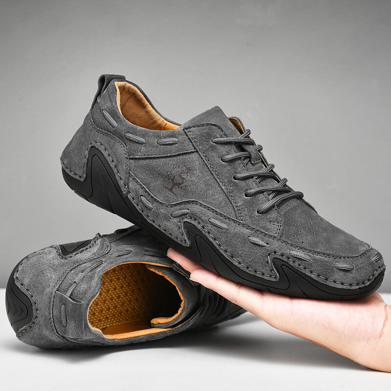 
	Men Leather Breathable Non Slip Soft Sole Casual Driving Shoes
