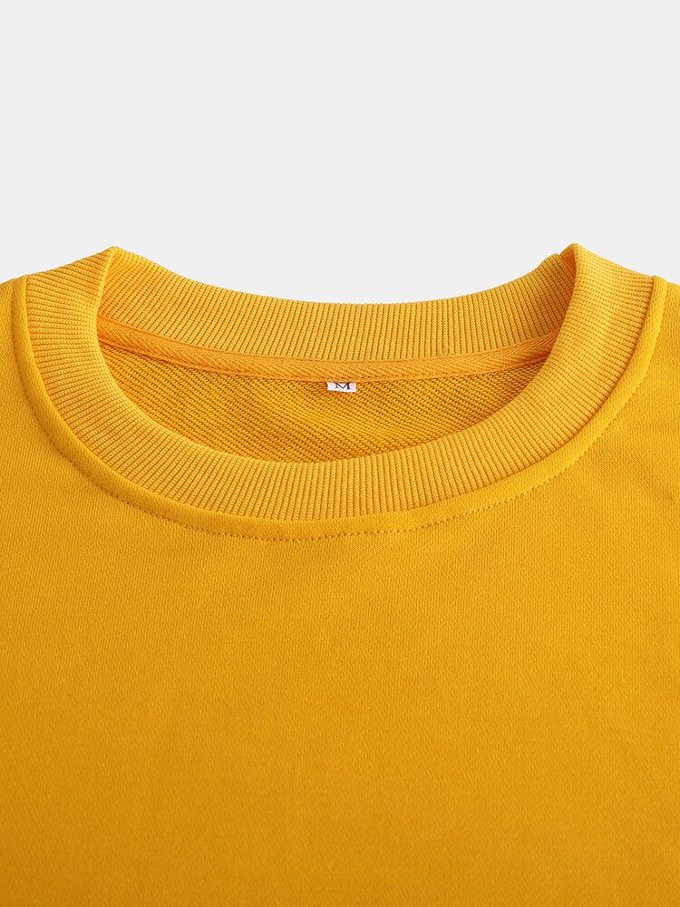 
	Mens Cotton Rose Printing Plain Casual Crew Neck Pullover Sweatshirts