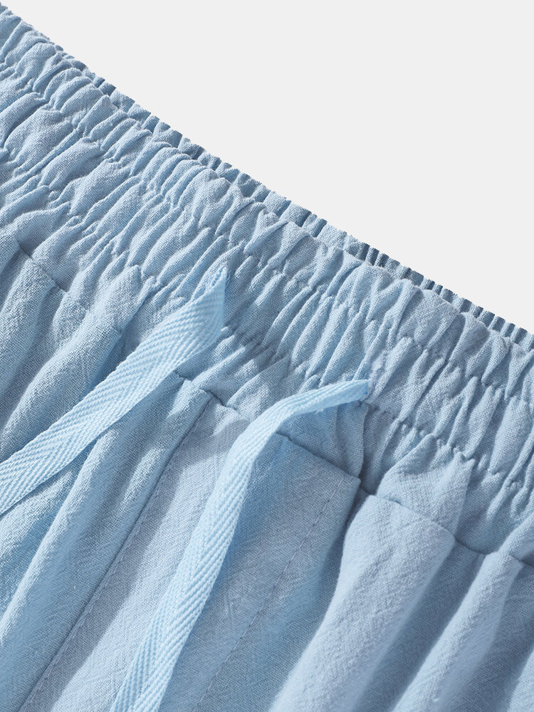 
	Mens Solid Color Plain Drawstring Elastic Waist Pants With Pocket