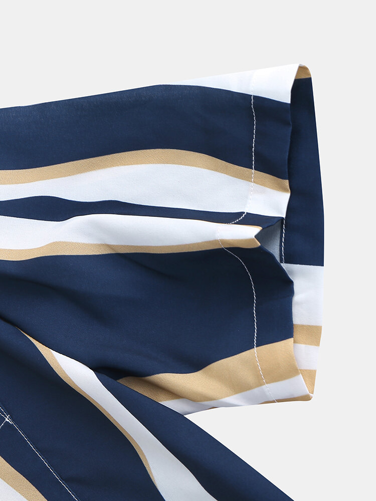 
	Mens Plain Color Striola Chest Pocket Casual Short Sleeve Shirts