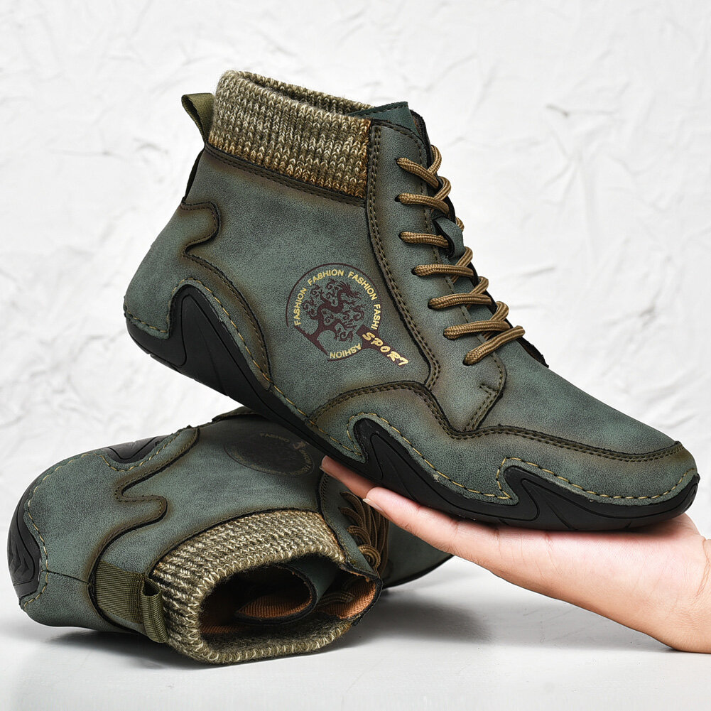 
	Menico Men Soft Slip Resistant Lace Up Microfiber Leather Ankle Boots