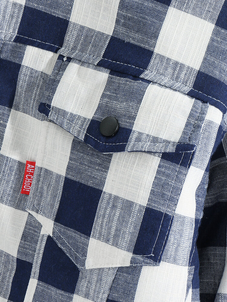 
	Mens Plaid Sherpa Lined Thick Zip Front Lapel Casual Jackets